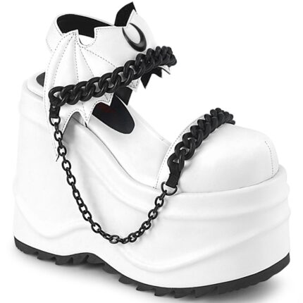 Demonia White Vegan Leather Wave-20