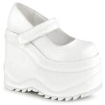 Demonia White Vegan Leather Wave-32
