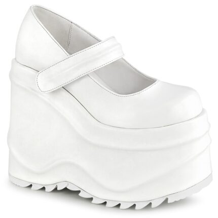 Demonia White Vegan Leather Wave-32