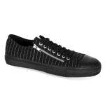 Deviant-06 Demonia Black Canvas-White Pinstripes