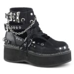 Emily-317 Demonia Black Canvas-Vegan Leather