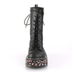 Emily-350 Black Vegan Leather-Floral Fabric Demonia - Image 3