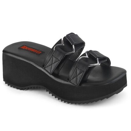 Flip-12 Black Vegan Leather Demonia
