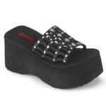 Funn-13 Black Vegan Leather Demonia