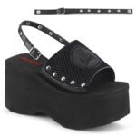 Funn-32 Demonia Black Fishnet-Vegan Leather