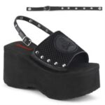 Funn-32 Demonia Black Fishnet-Vegan Leather - Image 6