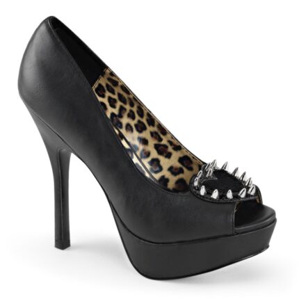 Pixie-17 Black Vegan Leather-Pony Faux Fur Demonia
