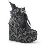 Poison-107 Silver Faux Nubuck Leather Demonia