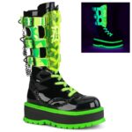 Slacker-156 Demonia Black Patent-U V Neon Green