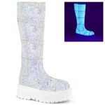 Slacker-230 White Multi Glitter Demonia