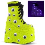Slay-206 Demonia Lime Green Faux Fur