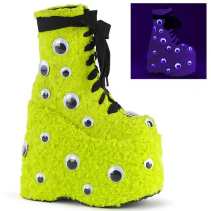 Slay-206 Demonia Lime Green Faux Fur
