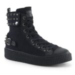Sneeker-266 Demonia Black Canvas-Vegan Leather - Image 2
