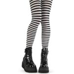 Striped Pantyhose Black&White Nylon Demonia - Image 2