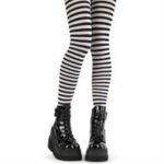 Striped Pantyhose Black&White Nylon Demonia - Image 3