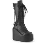 Swing-150 Black Stretch Vegan Leather Demonia - Image 3