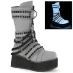 Trashville-138 Gray Multi Reflective Vegan Leather Demonia