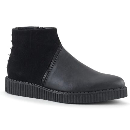 V-Creeper-750 Black Vegan Leather-Microfiber Demonia