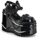 Wave-20 Black Patent Demonia