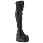 Wave-315 Black Stretch Vegan Leather Demonia - Image 3