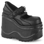 Wave-48 Black Vegan Leather Demonia - Image 2